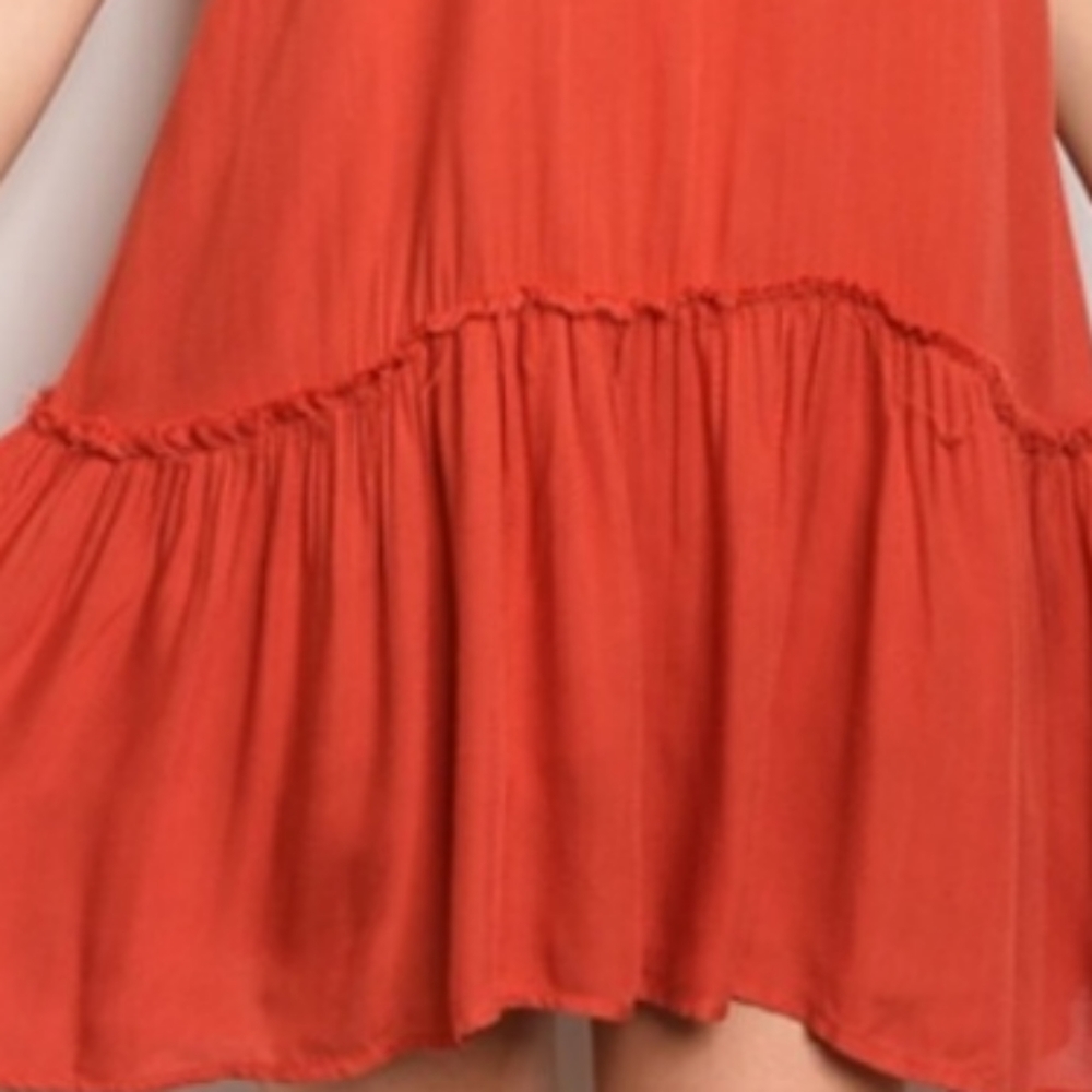 ✨HP 9/10✨BoHo Burnt Orange Flowy Midi-Dress - Picture 2 of 3